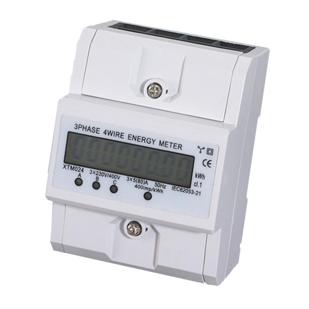 Din Rail 380V 80A 3 Phase 4 Wire Electronic Watt Power Energy Meter
