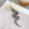 Fortune Snake Lucky Pendant Mixed Color Women's Bag Pendant Rhinestone Snake Keychain  Couple