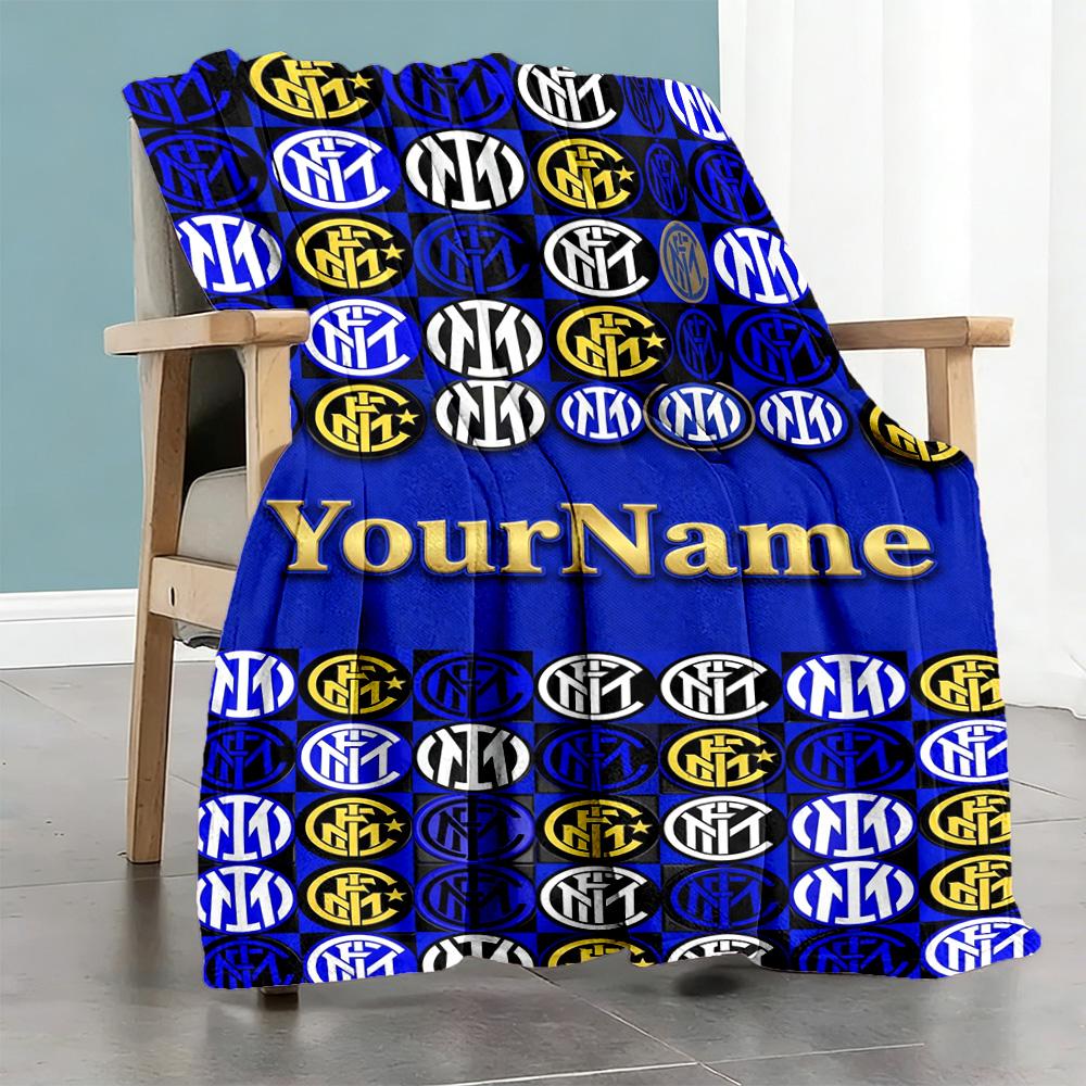 Inter Milan Customize Your Name Blanket Cozy Personalized Blanket Durable Comfort Throw For Couch Livingroom Chair Bedding Ideal for All Seasons