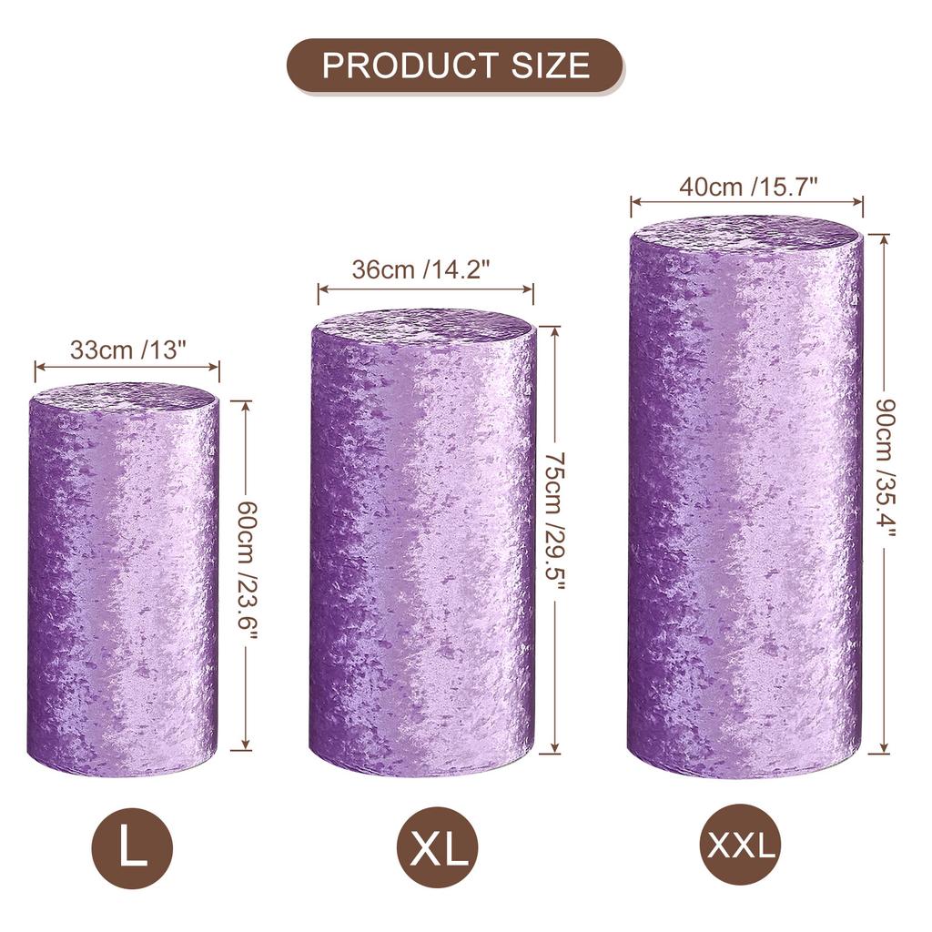 3pz Coperture Cilindriche in Spandex per Supporti Copertura per Supporto a Piedistallo Tessuto di Velluto Coperture Cilindriche per Colonne Pedestal per Decorazioni per Feste