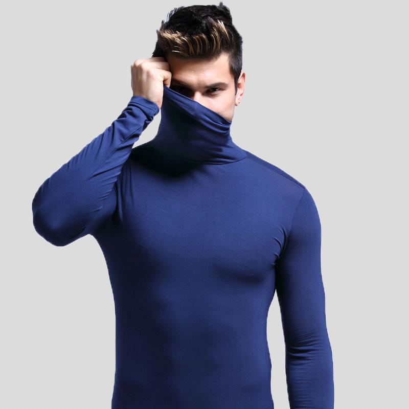 Men's High-Neck Warm Base Layer: Autumn/Winter, Long-Sleeve, Slim Fit, Solid Color