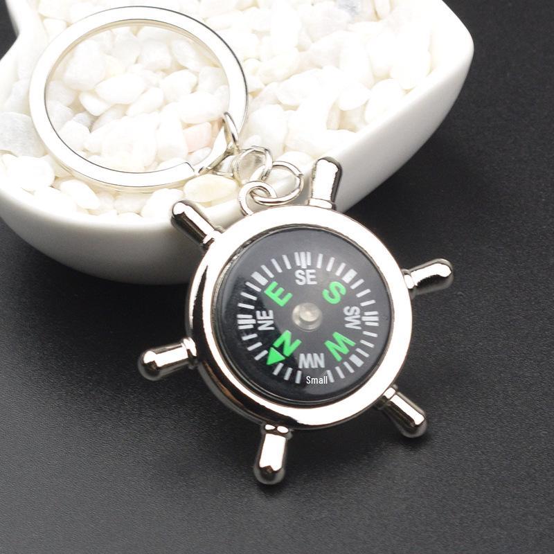 Брелок-компас  Штурвал  - Металлический подарок с логотипом компании и декоративное украшение для улицы