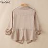 ZANZEA Women Casual Shawl Collar Loose 3/4 Sleeve Thin Cardigan Blouse