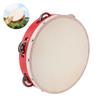 6 / 8 / 10 Inch Sheepskin Drumhead Wood Tambourine For Church Party KTV Wedding, Single Row Jingle Bells Red Hand Drum