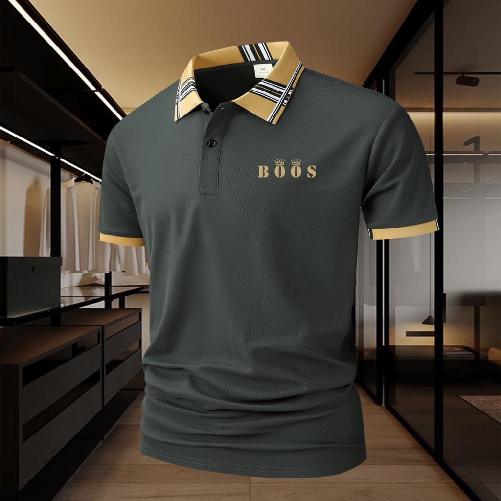 Men's Polo Shirt with a 2button Placket and Color-blocked Collar- Soft and Comfortable Against the Skin,perfect for Casual,athletic,and Everyday Wear