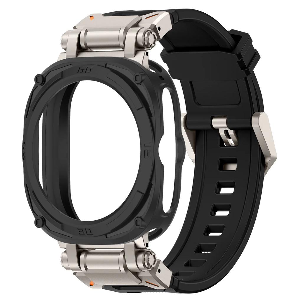 Case+Strap For Samsung Galaxy Watch 7 Ultra Soft TPU Silicone Band Metal Case for Samsung Galaxy Watch 7 Ultra No Gaps Bracelet