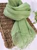 Japan Design Spring And Summer Linen Solid Color Scarf Fashion Green Color Pure Linen Scarves 55x180cm