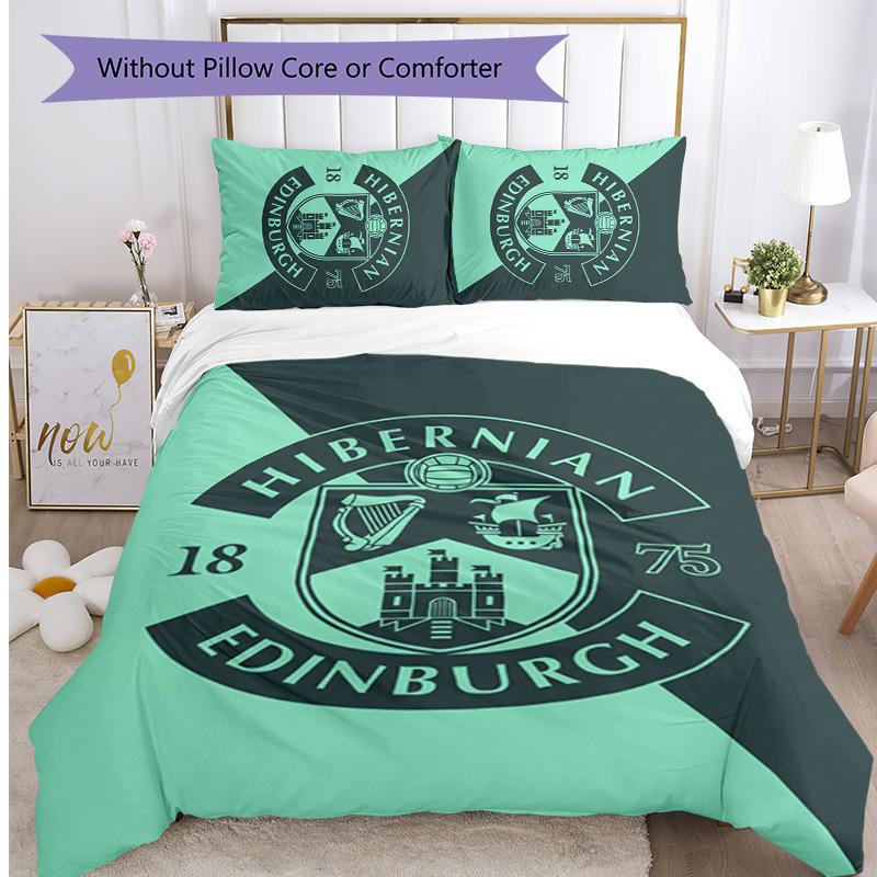 Hibernian FC Set Lenzuola Stampato 3 Pezzi Copripiumino Traspirante con Federe Biancheria da Letto Decorativa per Camera da Letto Casa