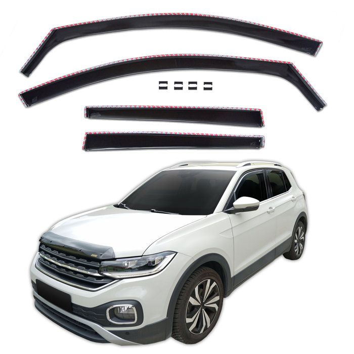 Déflecteurs d'air - Volkswagen T‑Cross (depuis 2019) - 4 pièces - Teinté noir - Aérodynamique, montage facile