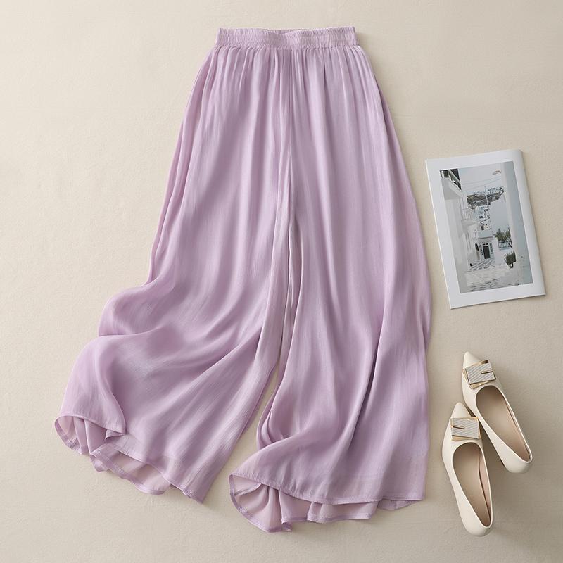 

Dimanaf Женские льняные брюки эластичные винтажные базовые женские модные широкие брюки большого размера свободные брюки One Size фиолетовый