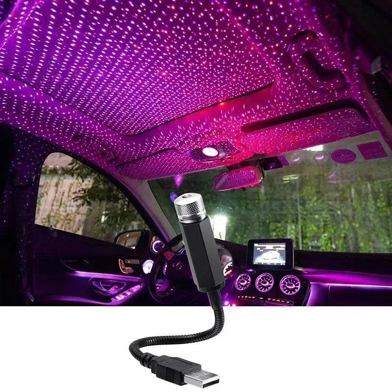 Car Romantic LED Starry Sky Night Light 5V USB Powered Galaxy Star Projector Lamp for Car Roof Room Ceiling Decor Plug and Play