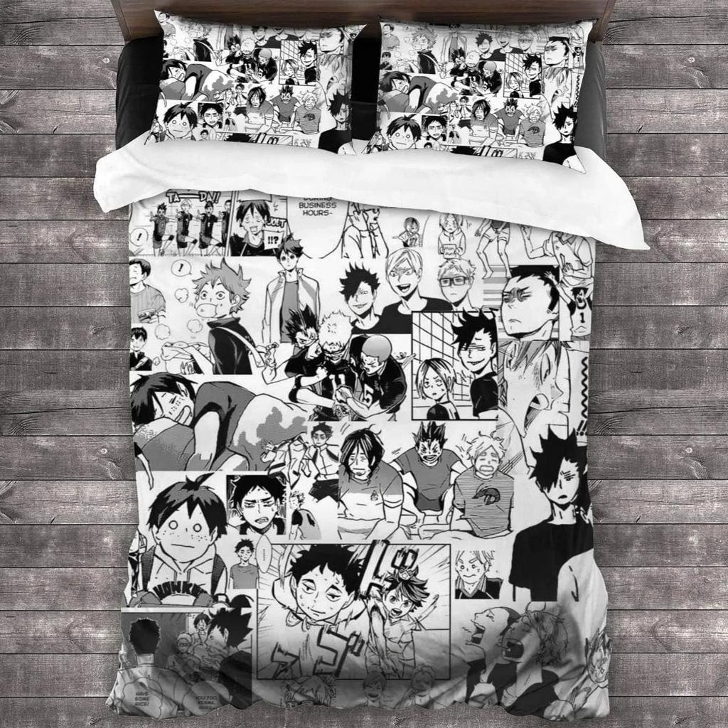 Comforter Haikyuu Children'S Volleyball Bedding Set Boys Girls Bedroom Decoration Single Double Size Kids Gift