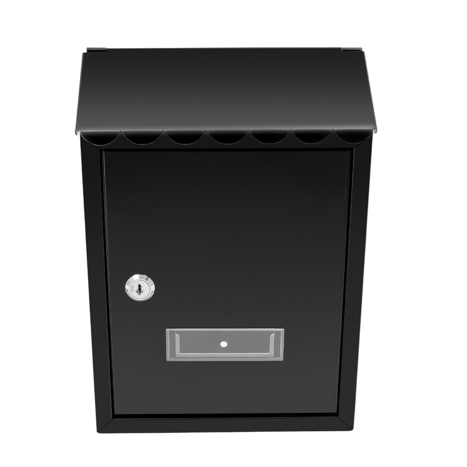 

Wall-Mount Mailbox,30cm Mail Letter Box Clear Observation Window Silencing Pad Iron with 2 Keys Black for Homes,Offices чёрный