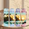 1PC Ocean Coast Sunrise Scenery Pattern 750ml Color Plastic Sports Water Bottle Leakproof Flip Straw Lid Suitable for Sports Office Home Use