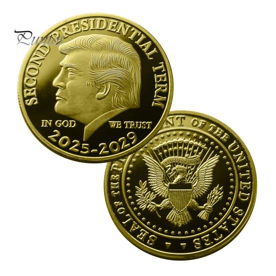 Trump Minnemynt Andre Presidentperiode 2025-2029 In God We Trust Suvenirmynt Samleobjekt Metallmynt MAGA/KAG Gave til Samlere