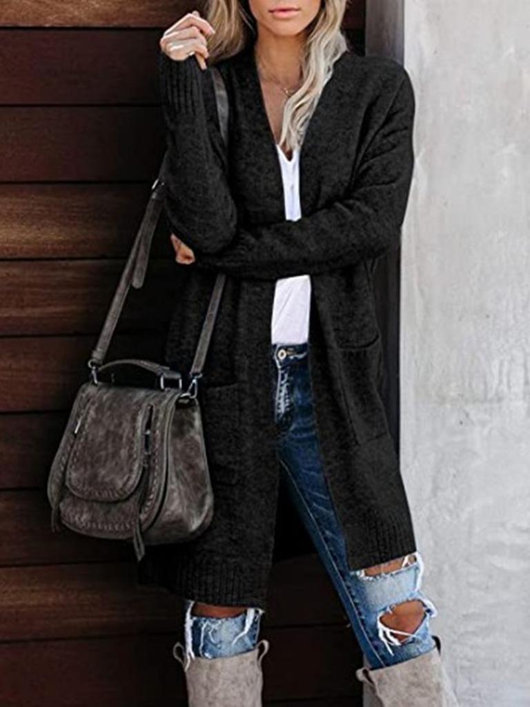 Cárdigan de punto de manga larga Abrigo suéter Casual holgado extragrande Ropa para mujer