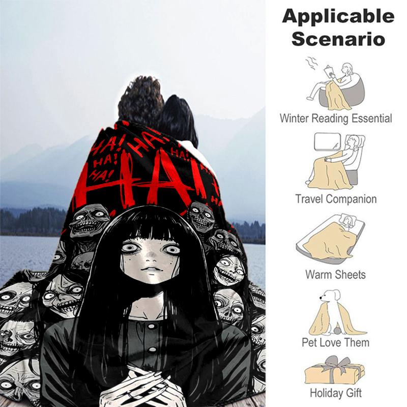 1pc Blanket Thriller Manga Junji Ito Tomie0 Print Design, Lightweight Blanket for Sofa, Bed- Soft &Warm, Gift for All Seasons like Christmas, Hallowee