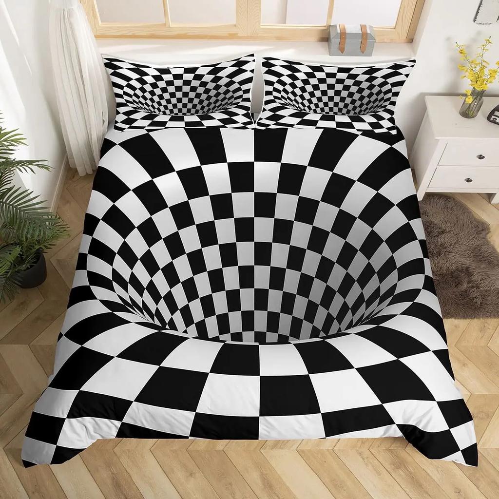 Visual Space Bedding Set Abstract Geometric Duvet Cover Set Colorful Art Comforter Cover Geometry Bedspread Cover Full King Size