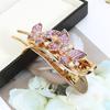 Elegant Crystal Double Flower Hair Claw Hair Grab Duckbill Clip For Women Headdress Hair Accessories Rhinestone Hairpin Headwear