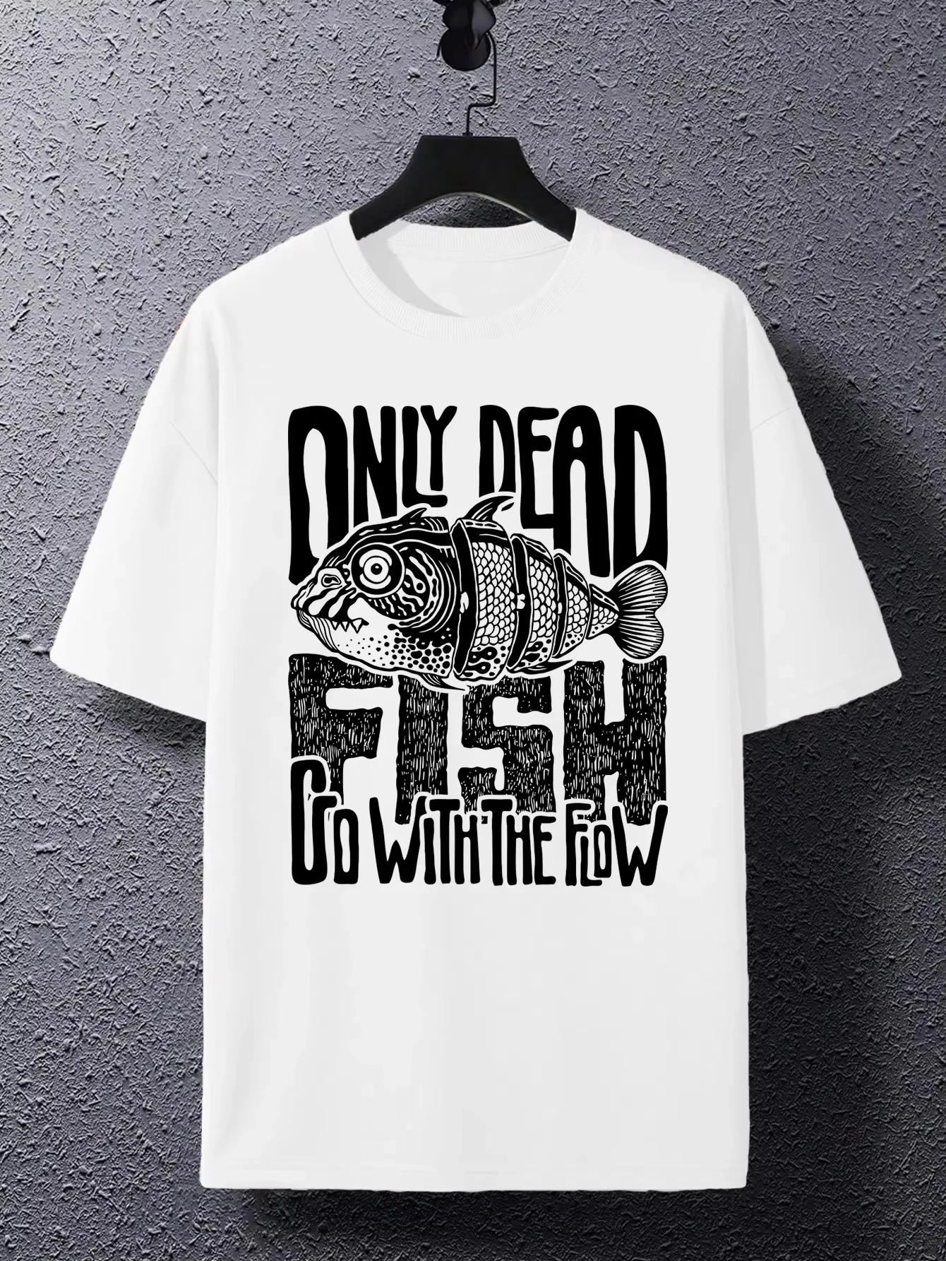 Solo peces muertos siguen la corriente camisetas impresas para hombres cómodas y casuales para hombres camisetas de Unisexga corta S