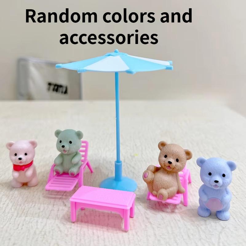 Children's Play House Toys with Teddy Bears Pet Bathrooms Scene Little Girls Family Pet Toys Gift for Kids