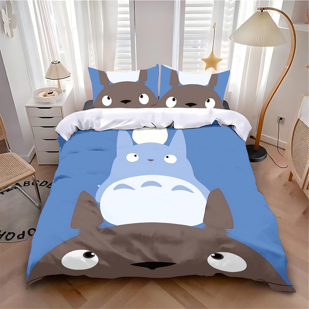 Duvet Cover Pillowcase Bedding Set Anime Cute T-Totoroes Adult Boy Girl Bedroom Decoration Children Single Double Large Size
