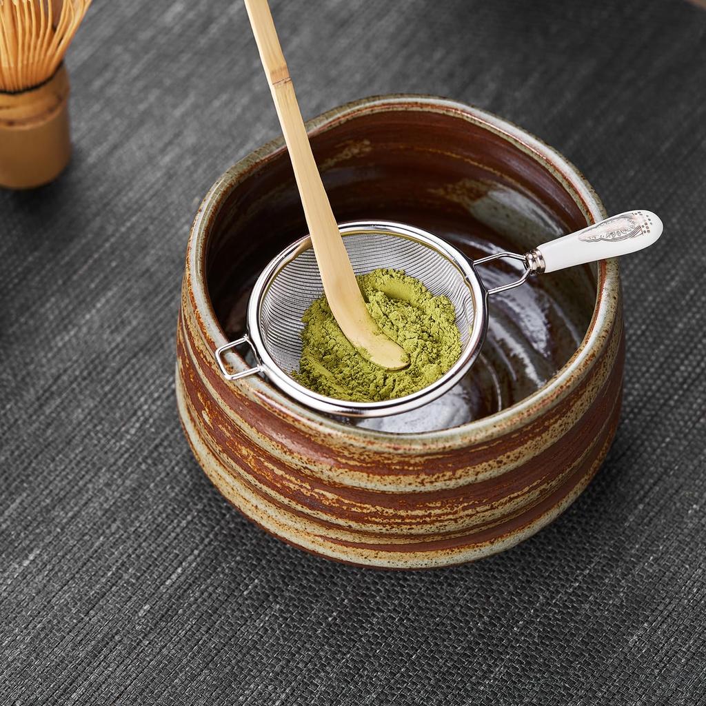 POKALOTEA Matcha Tea Set, 9-Piece Set, Tea Utensils, Matcha Bowl, Chasen, Chashaku, Chakasa, Matcha Sieve, Cotton Tea Cloth, Tea Caddy,
