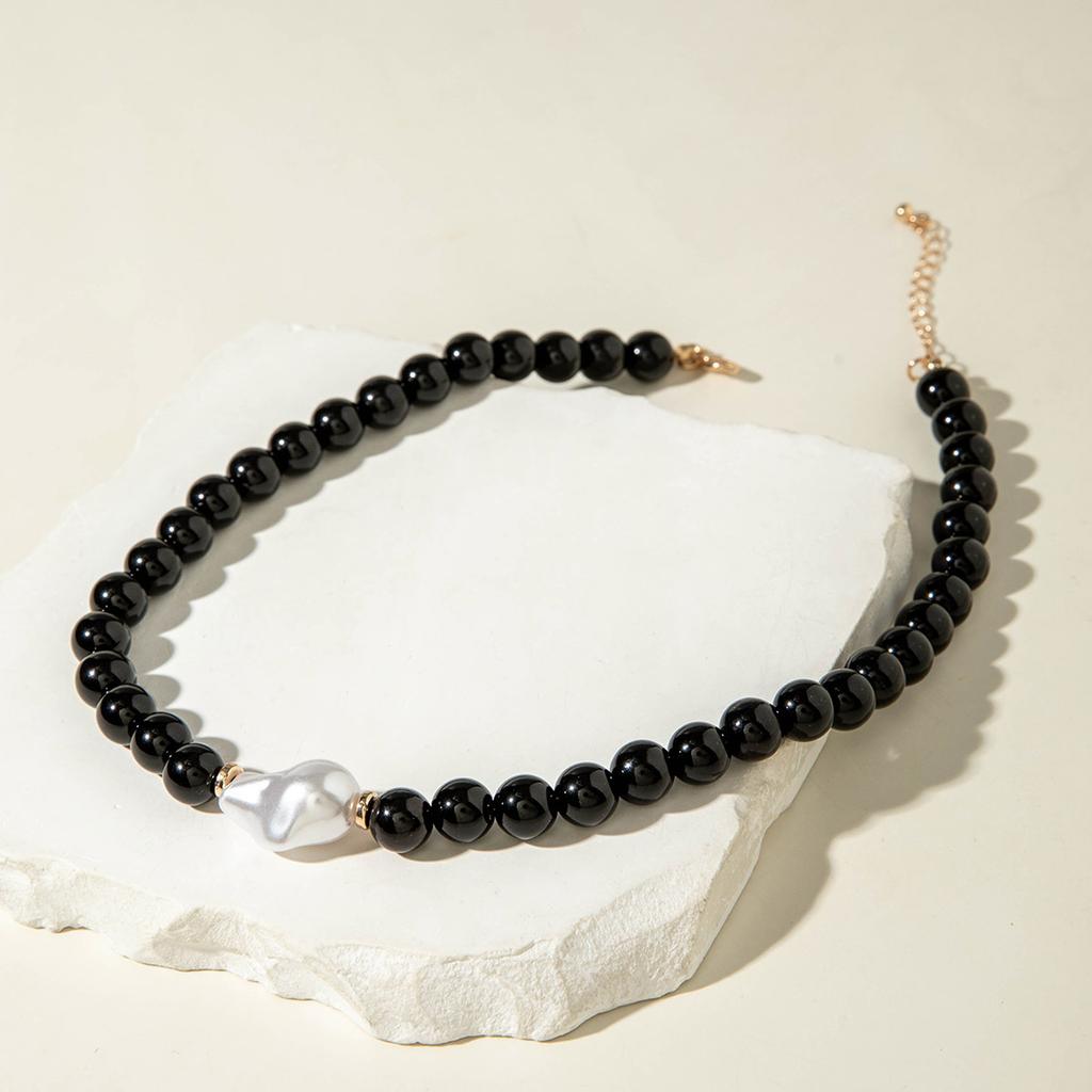 Accessories, simple beaded color bracelet jewelry set, geometric creative special-shaped imitation pearl necklace