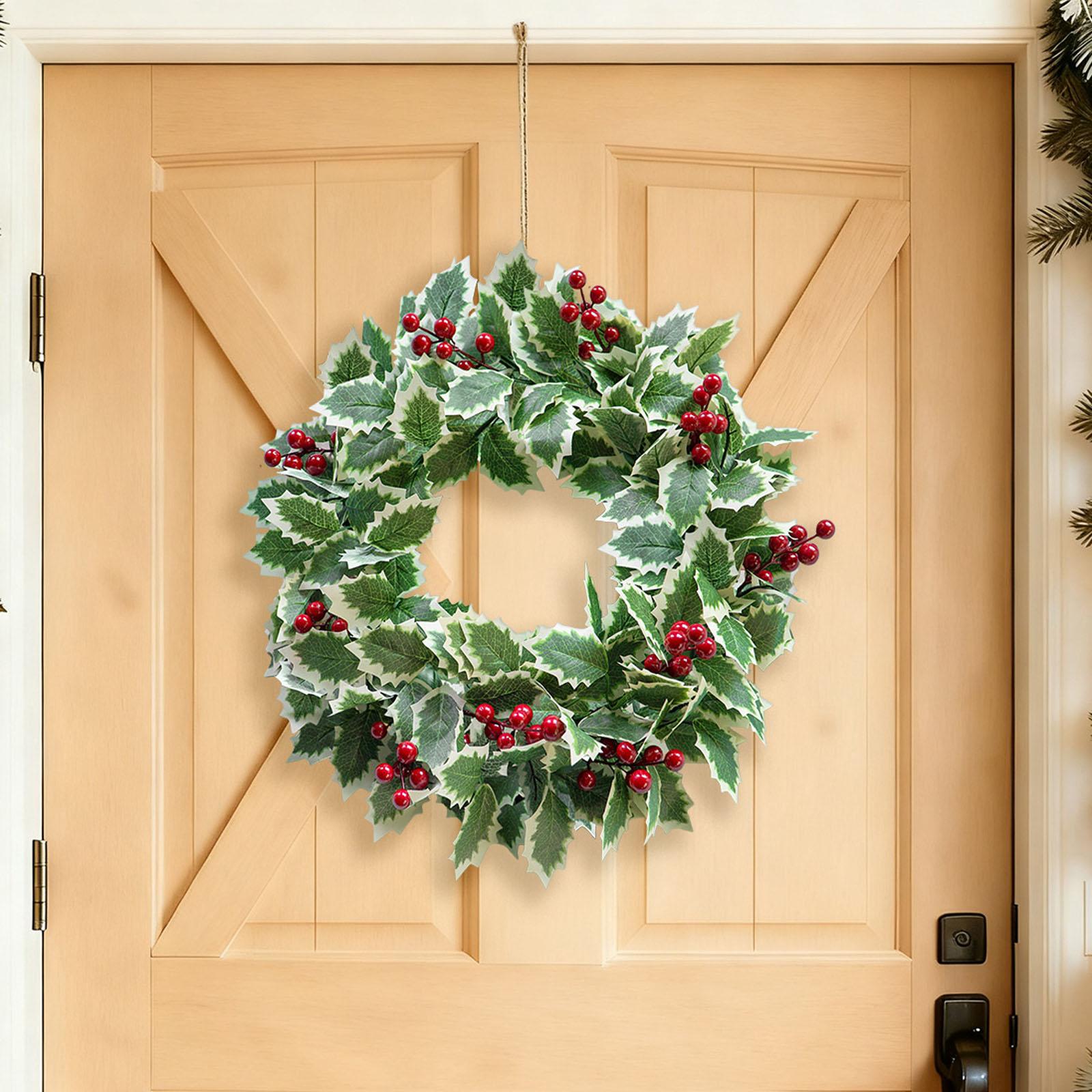 

Simulation Of Green Plants Christmas Leaves Red Fruit Wreath Vine Ring Indoor Living Room Atmosphere Decoration 45cm One Size