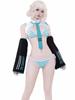 Sexy Anime Character Style Bikini Cosplay Striped Pattern Thong Bra Tie 2 Arm Cute Uniform Style Bodycon Costume Halloween Photoshoot Free Size Green