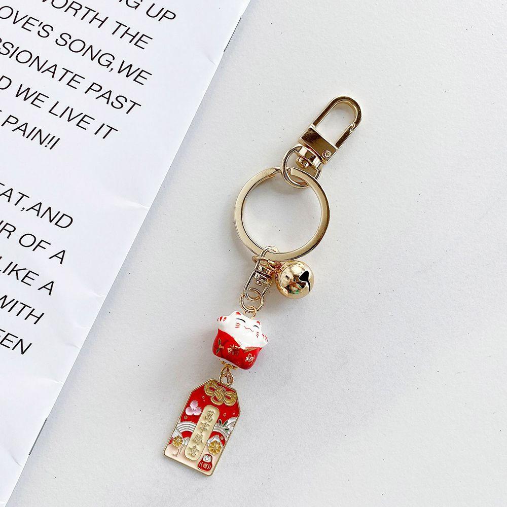 

Key Buckle Gift Backpack Pendant Maneki Neko Amulet Car Keyring Key Lanyard Lucky Cat Keychain червоний