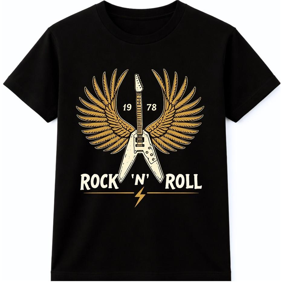 Vintage Rock N Roll T Shirt Winged Guitar 1978 Music Graphic Heavy Metal Tee L