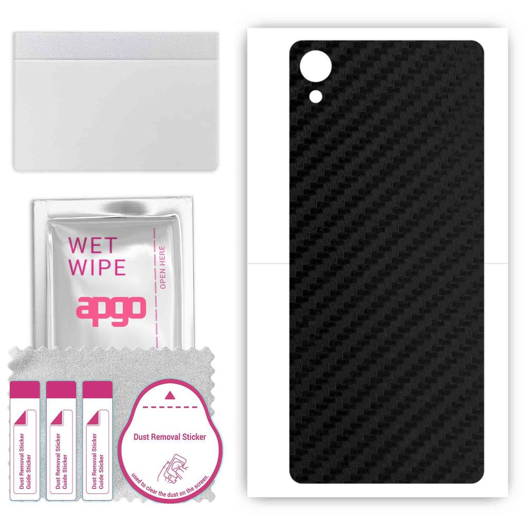 apgo Protective Skin Sticker for the back compatible with Sony Xperia X Performance, Wrap Film, Foil, Vinyl - Pattern Carbon Black