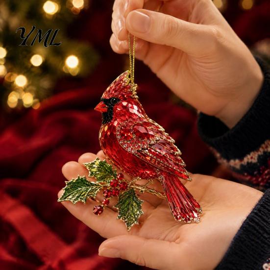 Acrylic Christmas Ornament Faux Crystal Animal Ornament, Flat Print Hanging Decor Tree Decoration for Tree, Butterfly/Peacock/Bird/Swan Holiday