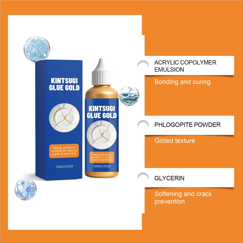 100g Strong Food-Safe Ceramic Repair Glue, Multi-Purpose Adhesive for Bathroom, Kitchen, Countertop & Sink, Waterproof Fix