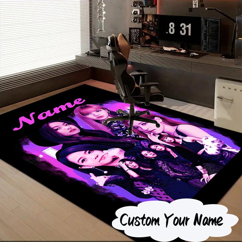Custom Name Kpop Aesthetic Collage Carpet, Chair Rug,Area Rug for Office Bedroom Living Rooms Bedroom, Doormat Decor Christmas Fan Gifts