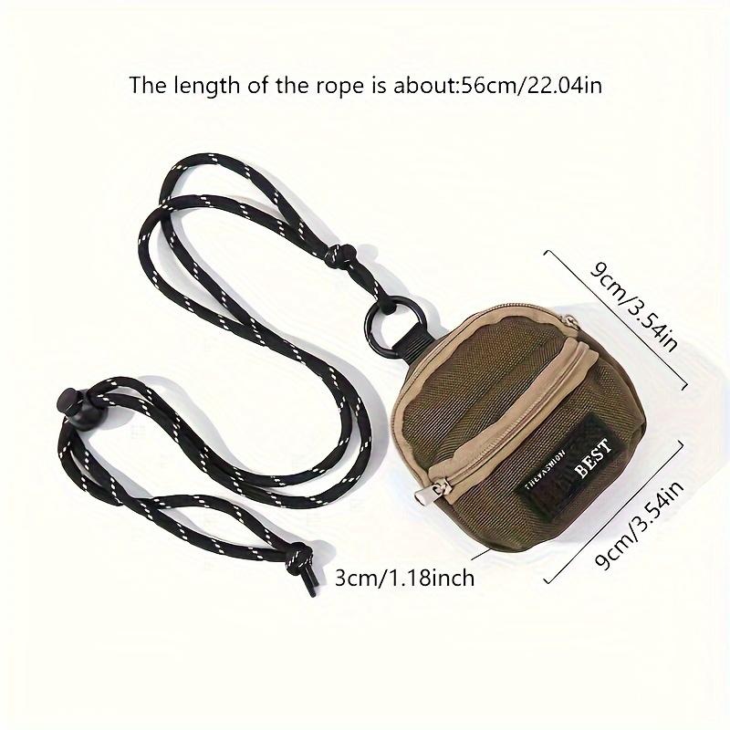 1PC Polyester Mini Tech Pouch, Portable Neck Bag w/ Strap for Earphones Outdoor Travel Gift