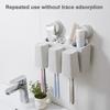 Toothbrush Holder Organizer Wall Mounted Bathroom Toothpaste Rack Mouthwash Cups Container