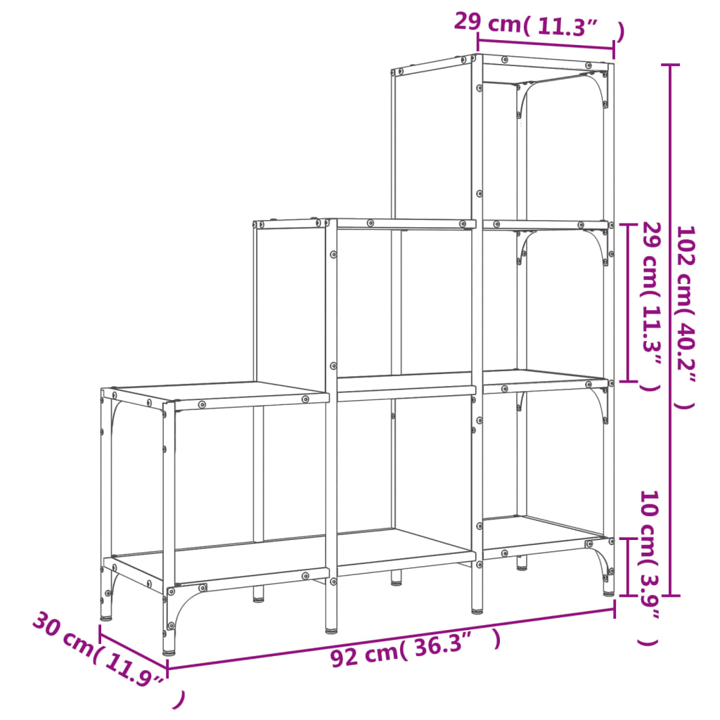 Bookshelf Gray Sonoma 92 x 30 x 102 cm Particleboard and Metal