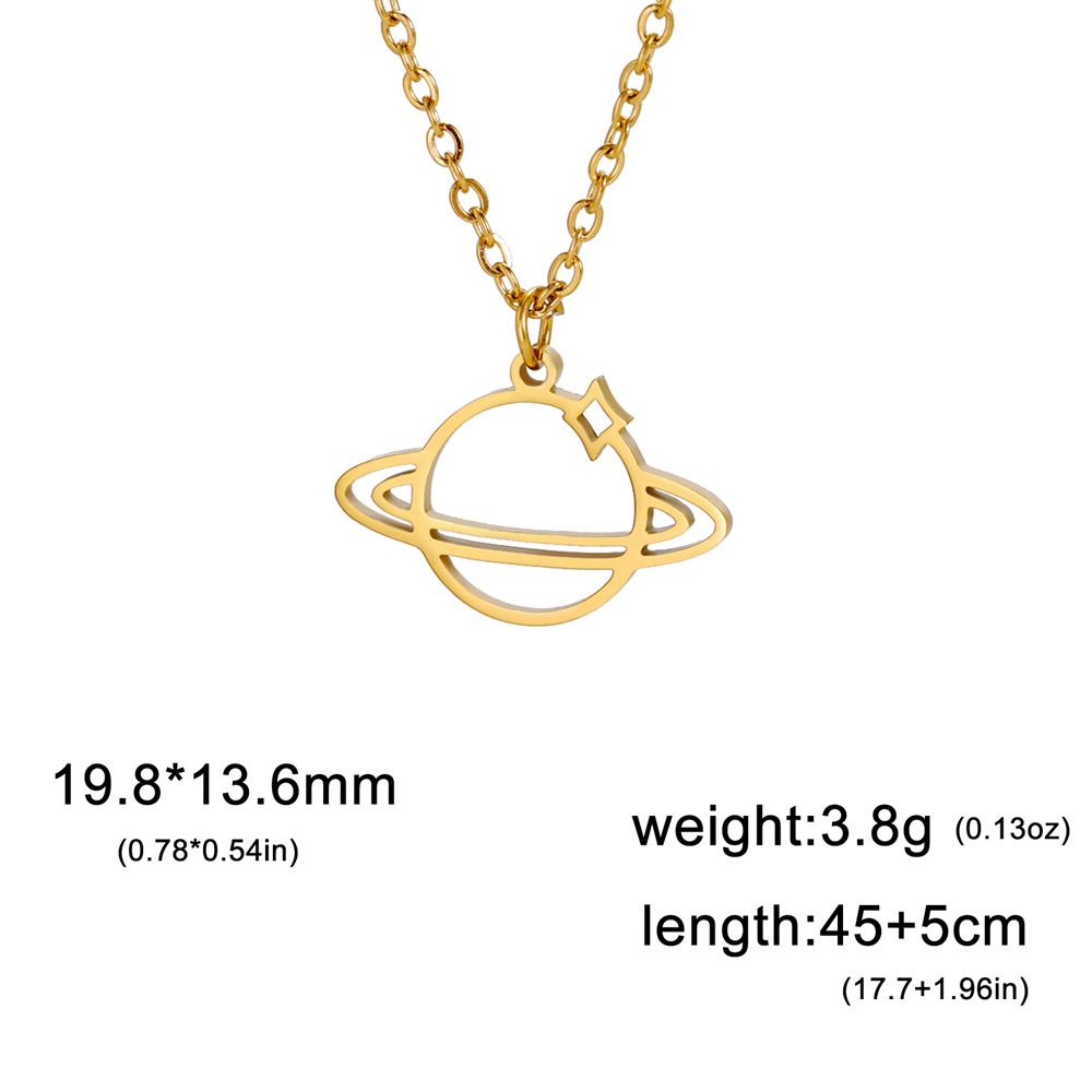  Saturn Planet Star Pendant Necklace for Women Girls Stainless Steel Paperclip Chain Space Creative Romantic Jewelry Gift