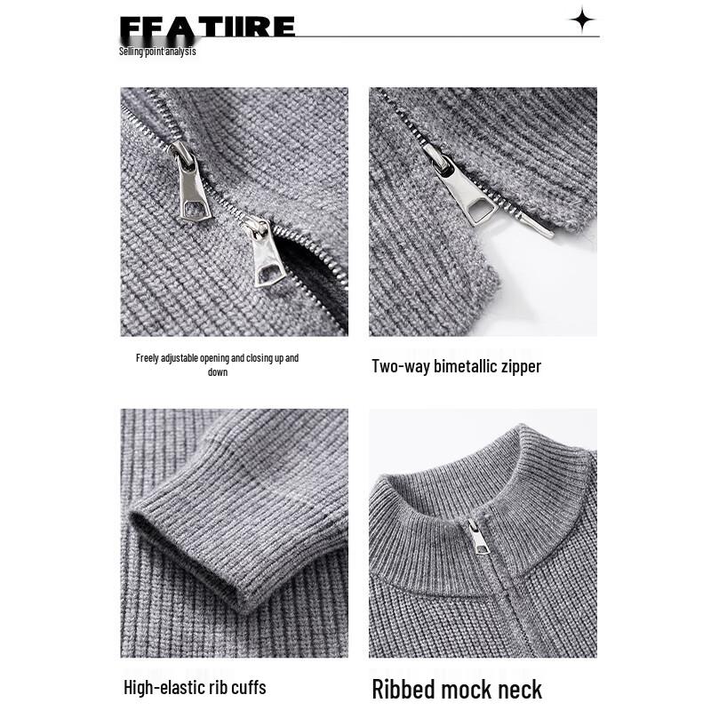 ROMON Men's Mock Neck Knit Cardigan