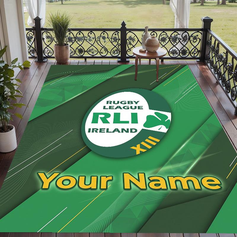 Custom Text Printed Rug Ireland Rugby Non Slip Floor Carpet For Home Room Decor