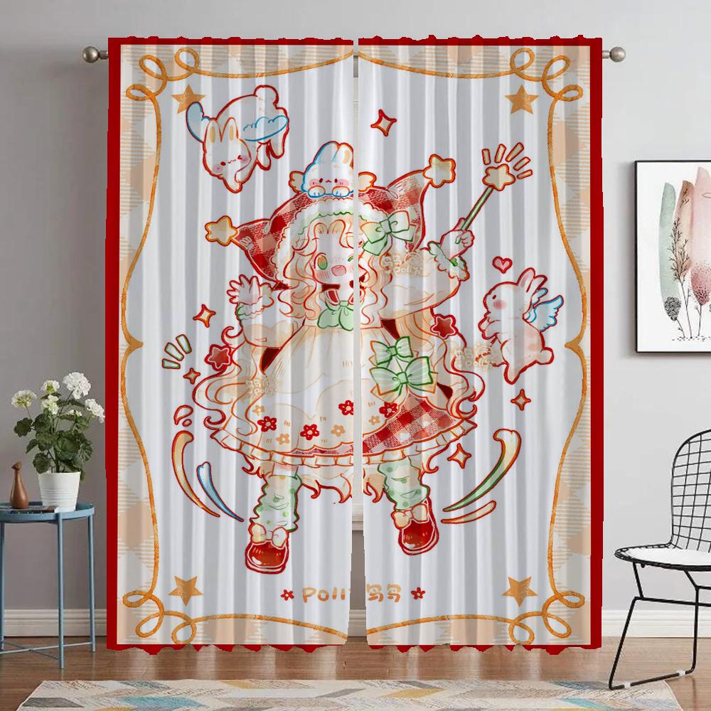 God Jul Myggnät för Vardagsrum Heminredningsgardiner 2 Delar Mörkläggningsgardiner Rullgardiner Tyg för Sovrum