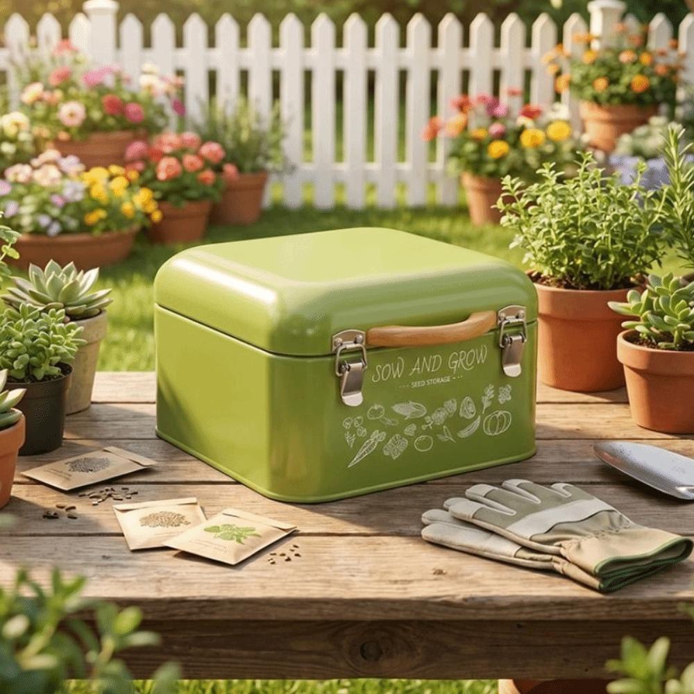 Wasserdichter Samen-Organizer Metall-Sortierbox Nordic Style Aufbewahrungsbehälter Garten
