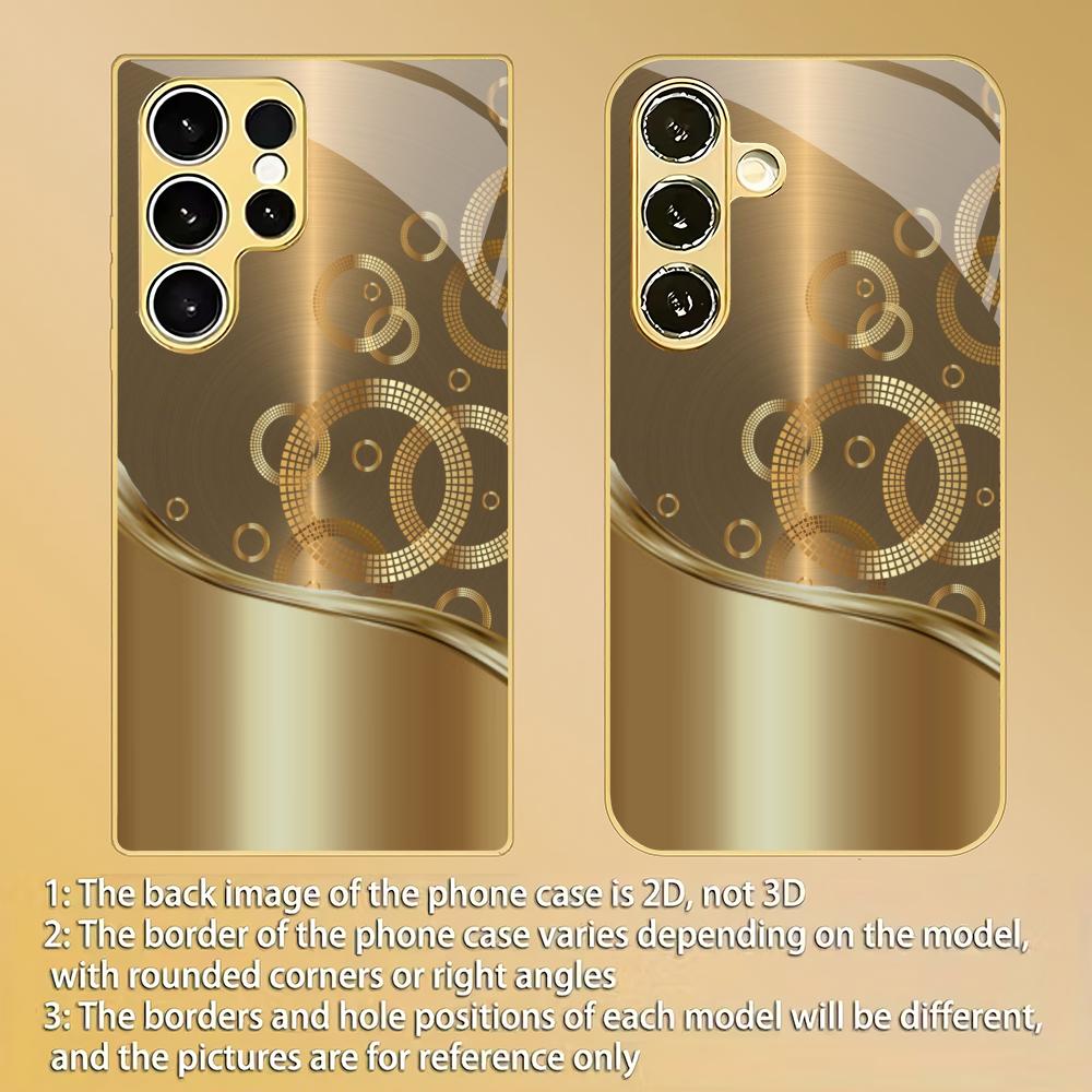Goldener Kreis galvanisierte Glas-Handyhülle geeignet für Samsung Galaxy S26 S25 S24 S23 S22 S20 FE/Ultra/Plus5G stoßfest