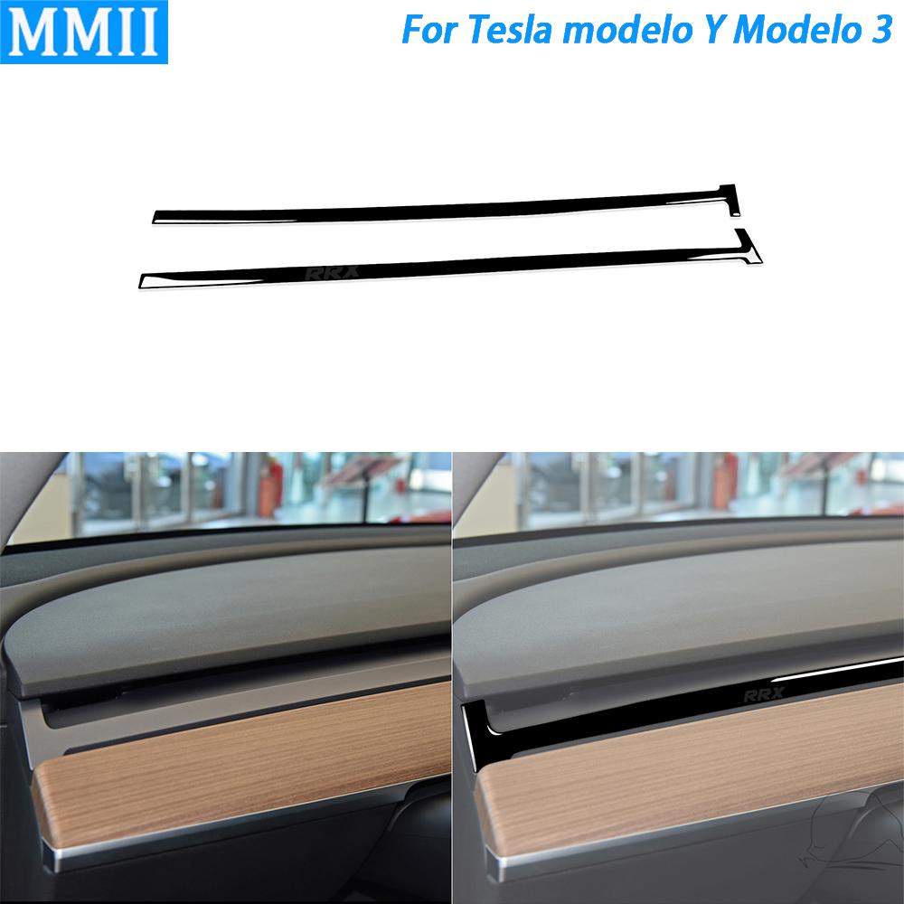 

Для Tesla Model Y + Model 3 2017-2022 Piano Black Center Dashboard Panel декоративные полоски аксессуары для салона автомобиля