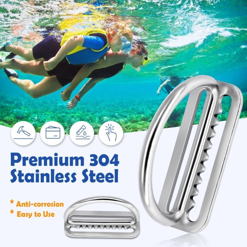 2Pcs Diving Weight Belt Slide Keeper Stainless Steel Weight Belt Stoppers Serrated Scubas Diving Weight Belt Retainer