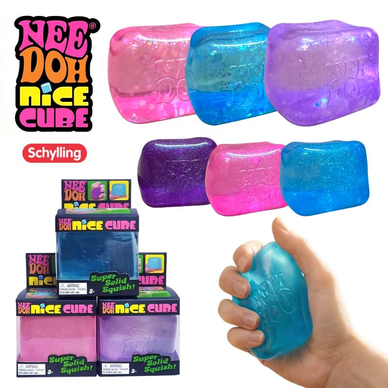 Schylling Nice Glitter Cube Sensory Squeeze Fidget Toy Stress Relief Anti Anxiety Focus Toy for ADHD Blind Box