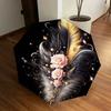 1pc Elegant Feathers and Roses Composition Umbrella with Plastic Handle,Suitable for All Seasons Home Travel Outdoor UmbrellaDD392