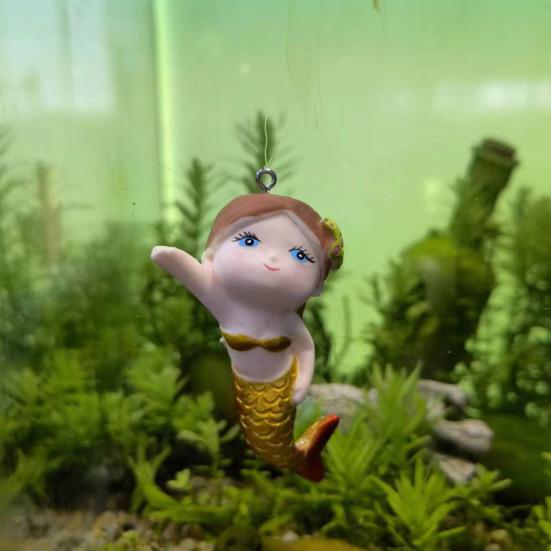 Mermaid Figurine Fish Tank Ornament Cartoon Shape Adorable Appearance Eco-friendly Mini Aquarium Floating Decor Accessories